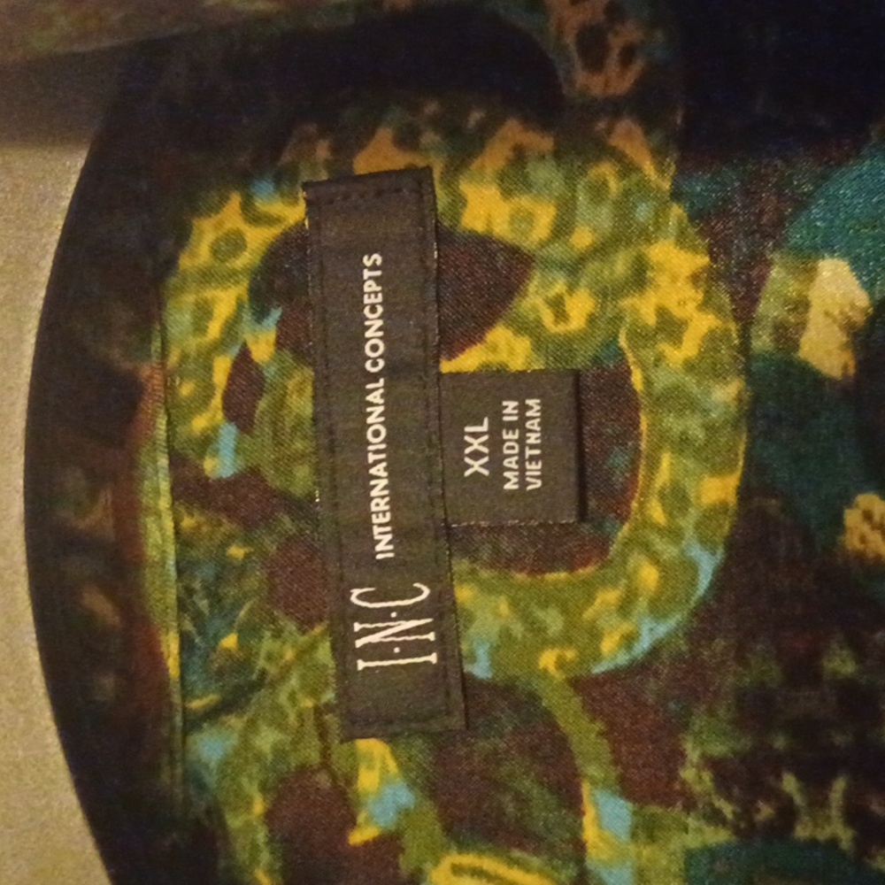Mens INC Green Paisley Shirt. Sz XXL - Picture 2 of 4